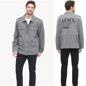 Levi's Mens Cotton Four Pocket Unlined Military Jacket With Print Logo - XL